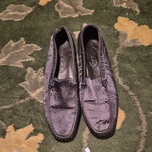 Tod's Shimmering Gray Loafers